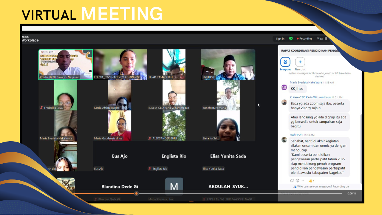 Screenshoot Zoom Meeting bersama peserta P2P Bawaslu Kabupaten Nagekeo