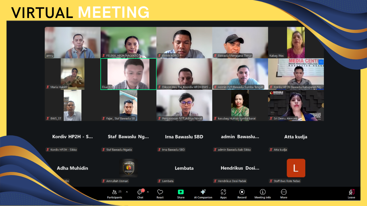 Secreenshot kegiatan Rapat Rapat Evaluasi Pendidikan Pengawasan Partisipatif (P2P) secara daring.