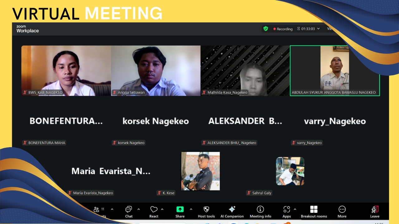 Screenshot kegiatan peluncuran nama komnitas alumni Pendidikan Pengawasan Partisipatif (P2P) Tahun 2025 melalui Zoom.