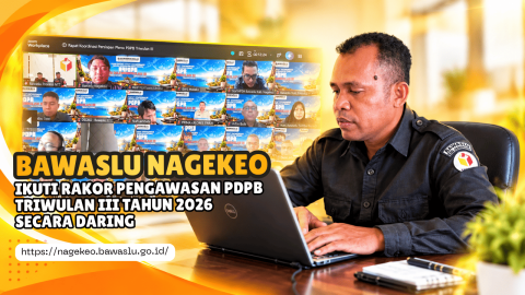 Anggota Bawaslu, Blasius Timba saat mengikuti Rakor Pengawasan PDPB Triwulan III Tahun 2026 secara daring