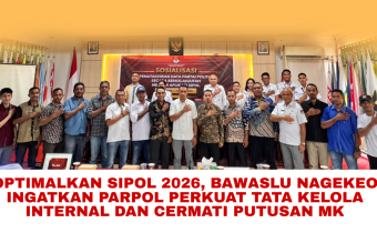 MBAY – Badan Pengawas Pemilihan Umum Kabupaten Nagekeo menghadiri kegiatan Sosialisasi Pemutakhiran Data Partai Politik Berkelanjutan Melalui Sistem Informasi Partai Politik (SIPOL) Semester I Tahun 2026. Kegiatan yang diinisiasi oleh Komisi Pemilihan Umum (KPU) Kabupaten Nagekeo ini berlangsung di Aula Kantor KPU Nagekeo, pada kamis (10/06).